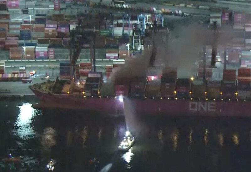Crew Battles Massive Fire Aboard Container Ship in San Pedro