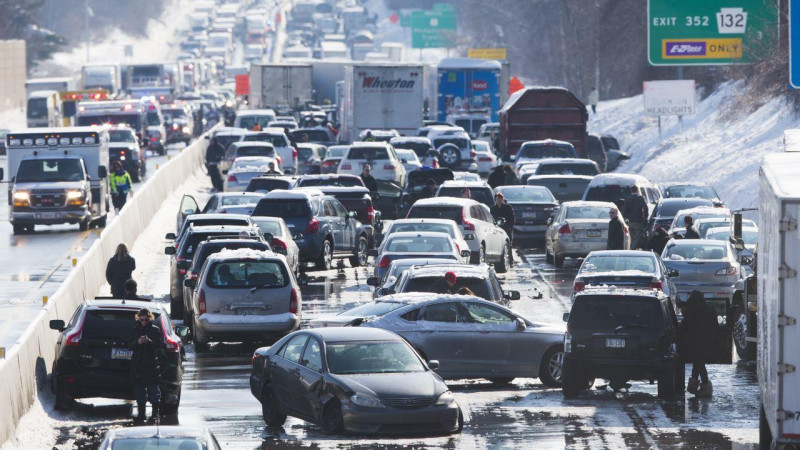 100-car pileup on I-196 near Hudsonville leaves drivers stranded and injured in severe winter conditions
