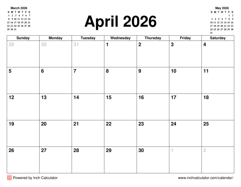 Unfolding the April 2026 Calendar: A Month of Rebirth and Renewal