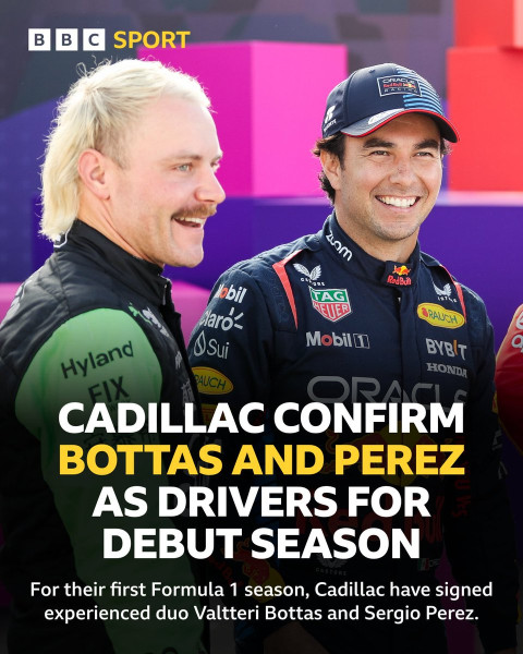 Cadillac F1 to Debut in 2026 with Bottas and Pérez